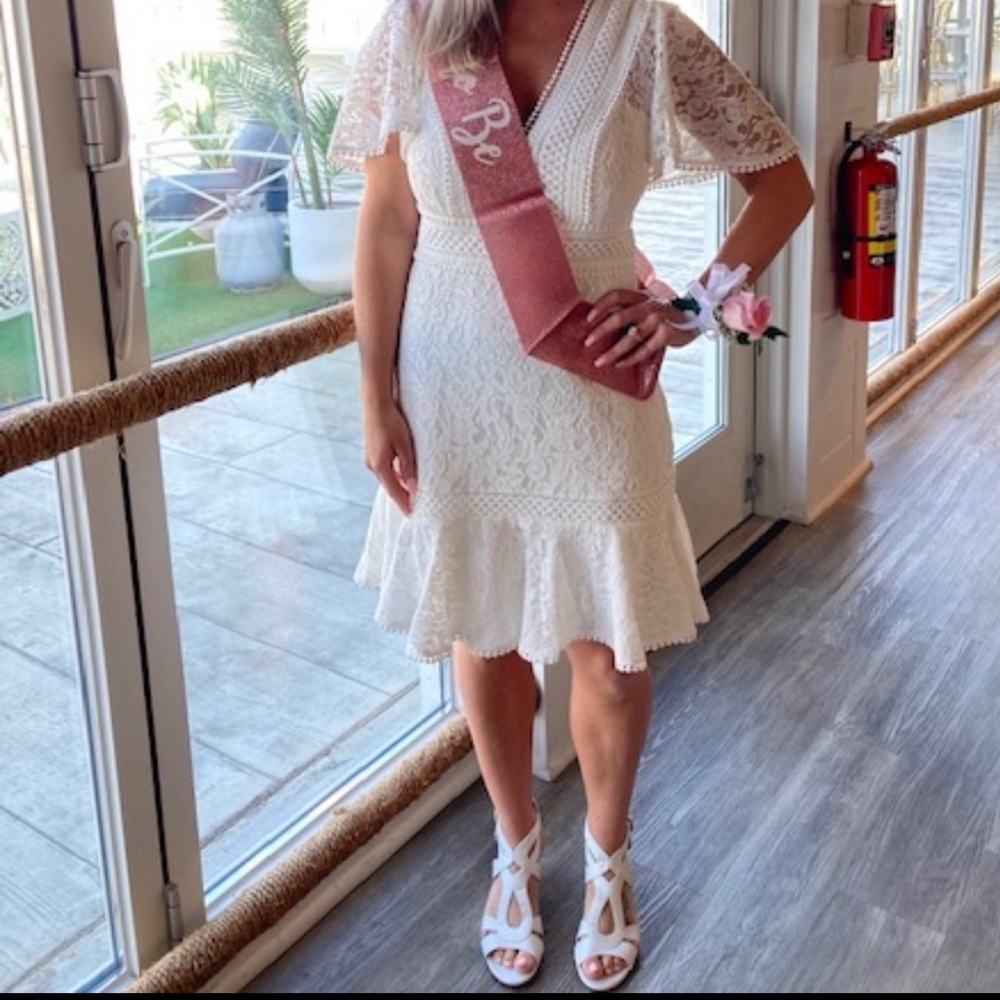 Eliza J White Lace Dress